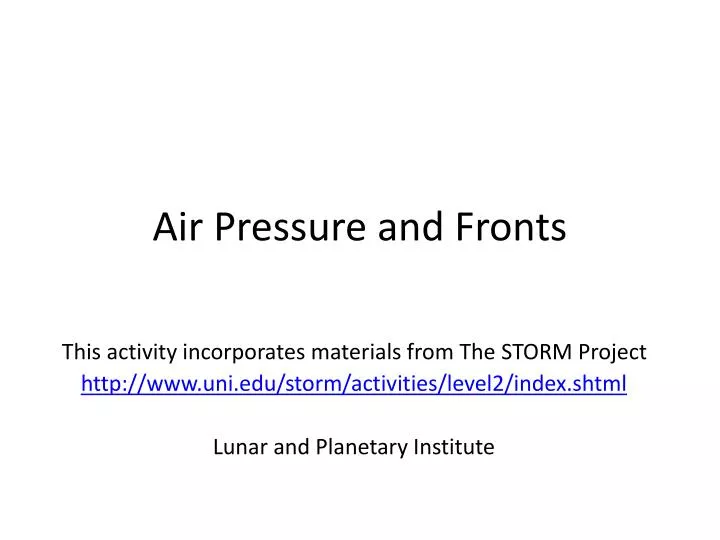 air pressure and fronts