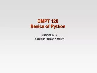 CMPT 120 Basics of Python
