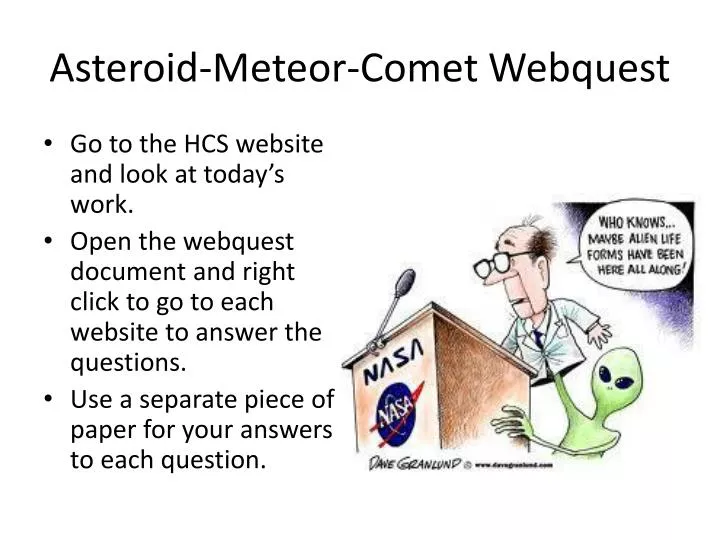 asteroid meteor comet webquest