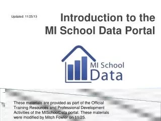 Introduction to the MI School Data Portal