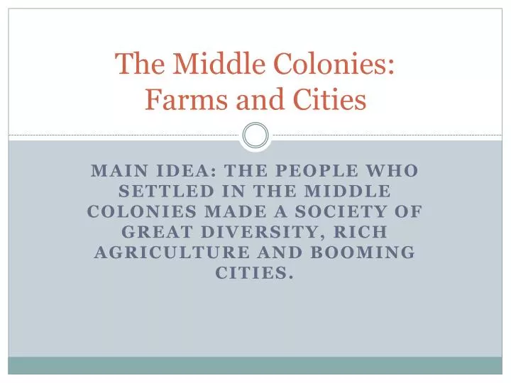 the middle colonies farms and cities
