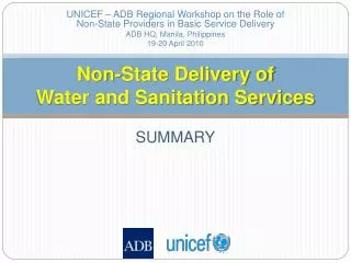 Non-State Delivery of Water and Sanitation Services