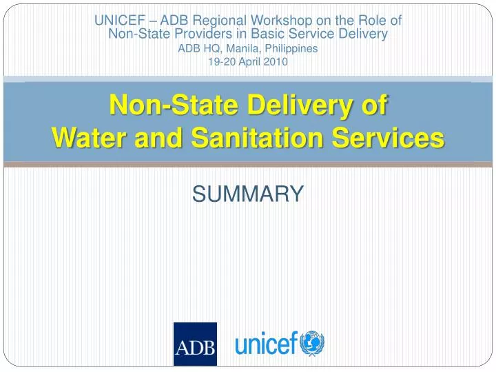 non state delivery of water and sanitation services