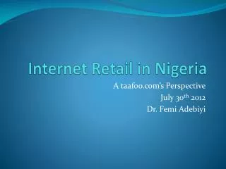 Internet Retail in Nigeria