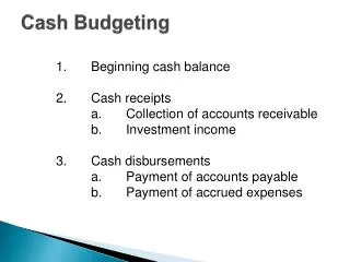 Cash Budgeting