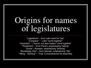 Origins for names of legislatures