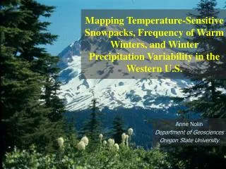 Climate Warming Impacts on Snow and Water Resources