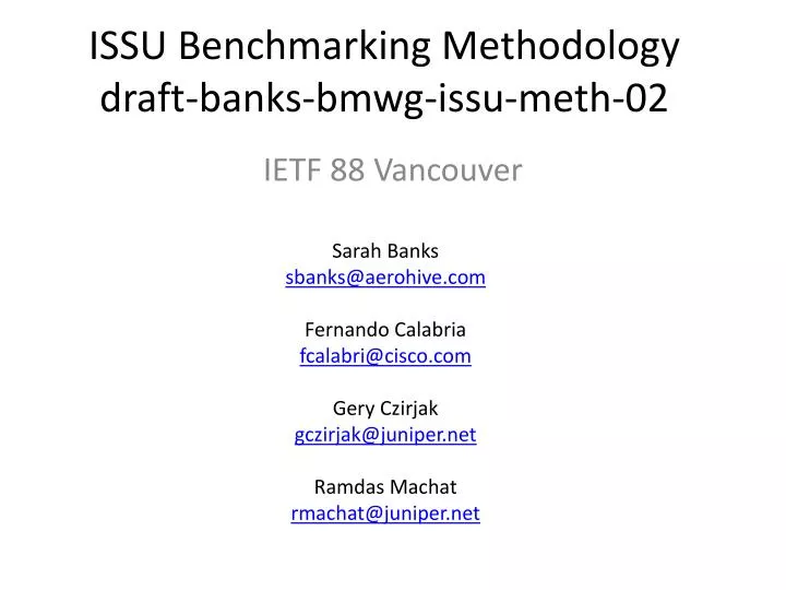 issu benchmarking methodology draft banks bmwg issu meth 02