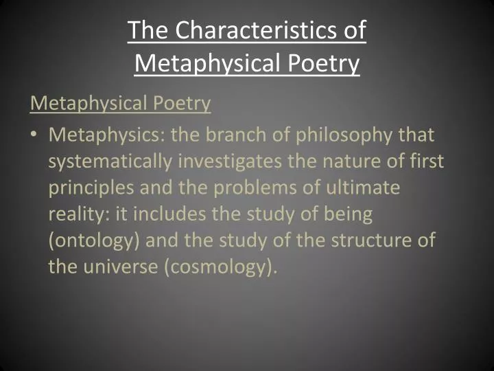 the characteristics of metaphysical poetry