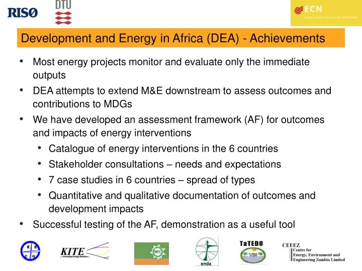 development and energy in africa dea achievements