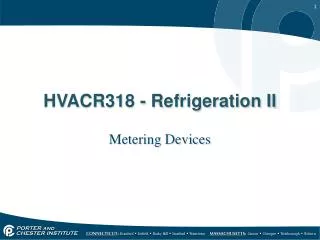 HVACR318 - Refrigeration II