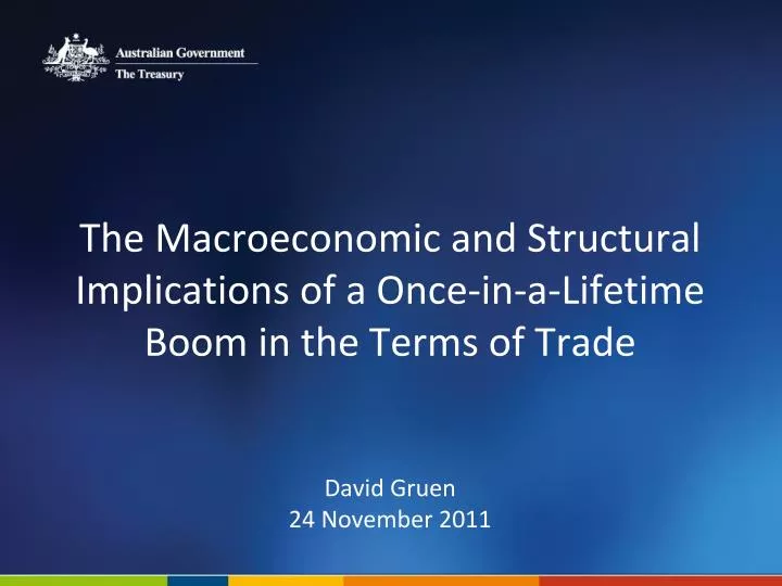 the macroeconomic and structural implications of a once in a lifetime boom in the terms of trade