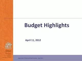 Budget Highlights 	 April 11, 2012