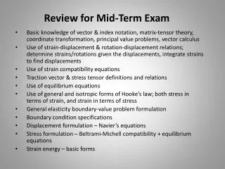 Review for Mid-Term Exam