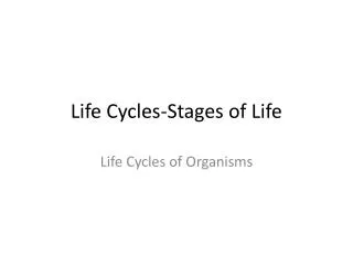 Life Cycles-Stages of Life