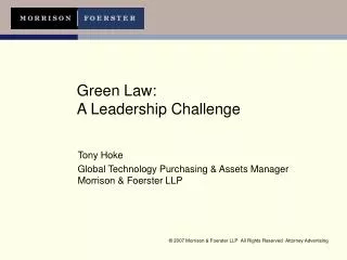 Green Law: A Leadership Challenge