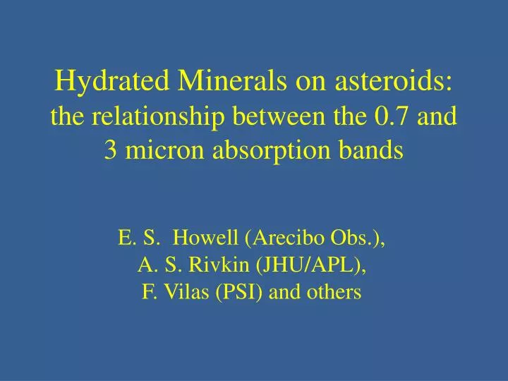 hydrated minerals on asteroids the relationship between the 0 7 and 3 micron absorption bands