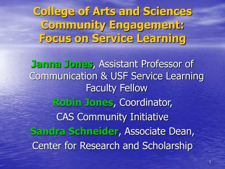 college of arts and sciences community engagement focus on service learning