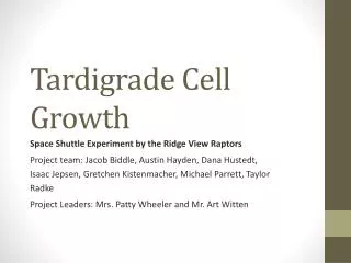 Tardigrade Cell Growth