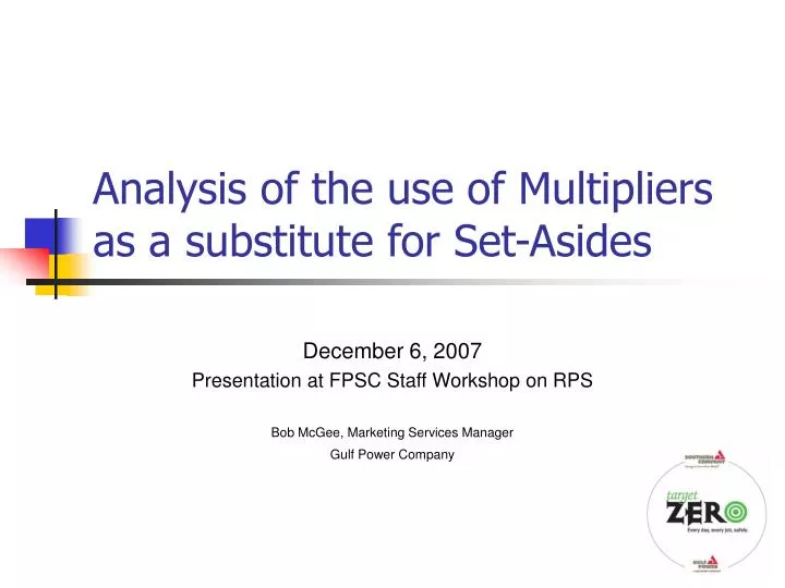 analysis of the use of multipliers as a substitute for set asides