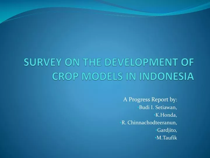 survey on the development of crop models in indonesia