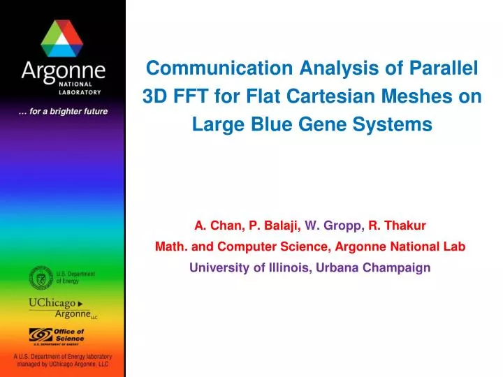 communication analysis of parallel 3d fft for flat cartesian meshes on large blue gene systems