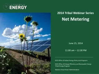 2014 Tribal Webinar Series Net Metering