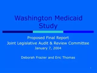 Washington Medicaid Study