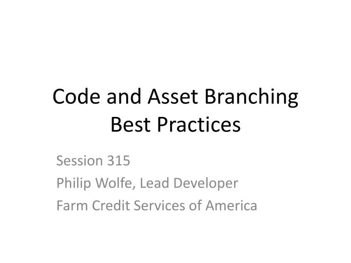 code and asset branching best practices