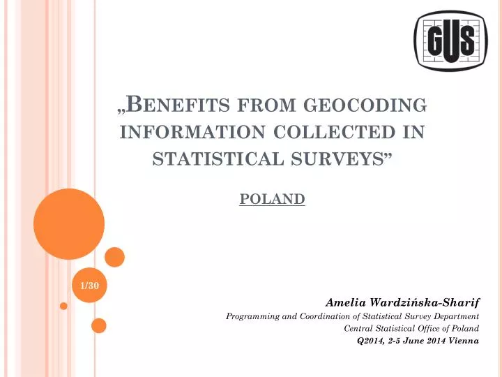 benefits from geocoding information collected in statistical surveys poland