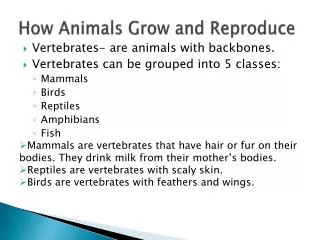 How Animals Grow and Reproduce