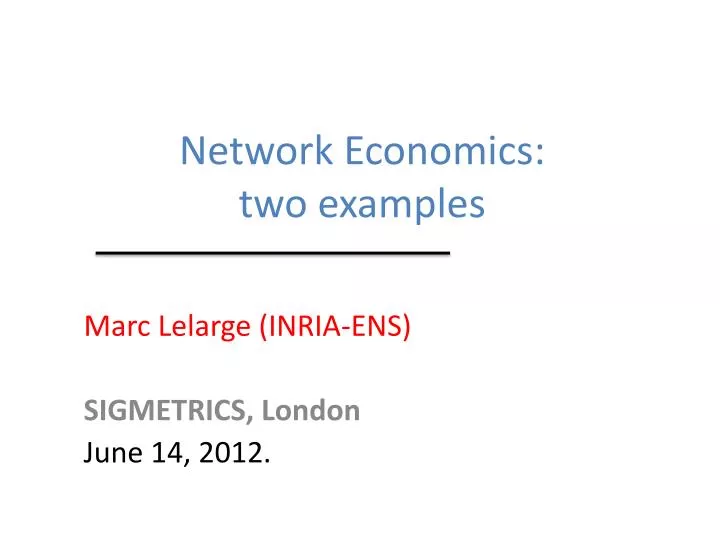 network economics two examples