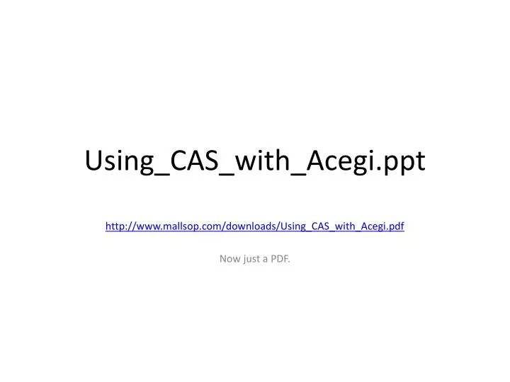 using cas with acegi ppt
