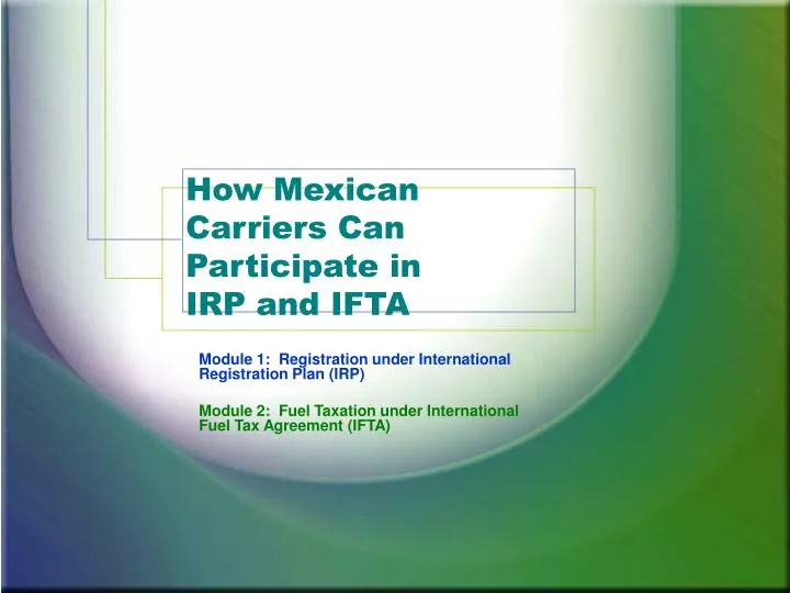 how mexican carriers can participate in irp and ifta