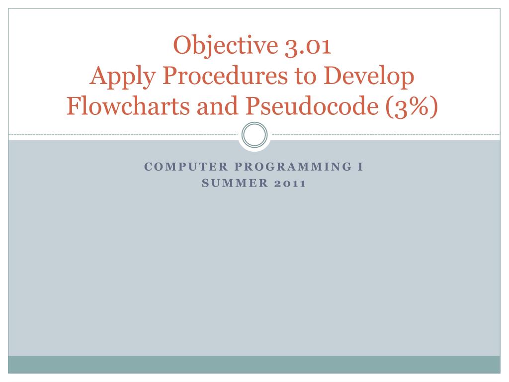 PPT - Objective 3.01 Apply Procedures to Develop Flowcharts and ...