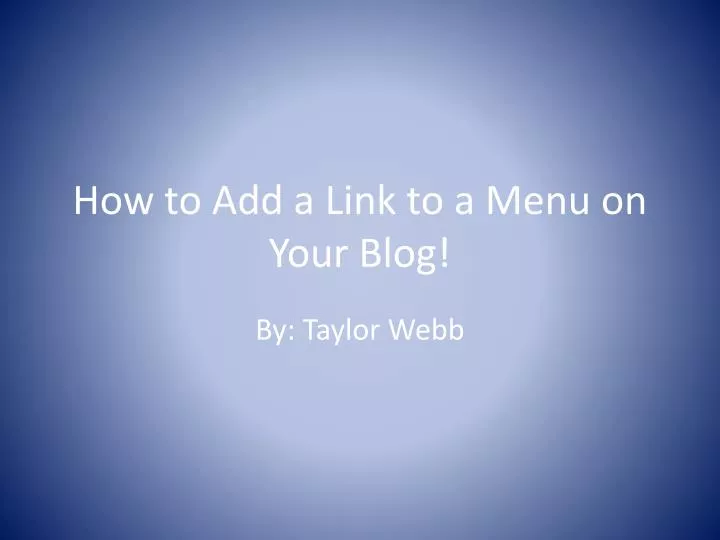 how to add a link to a menu on your blog
