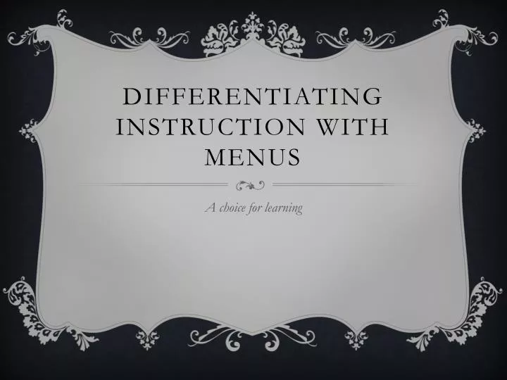 differentiating instruction with menus