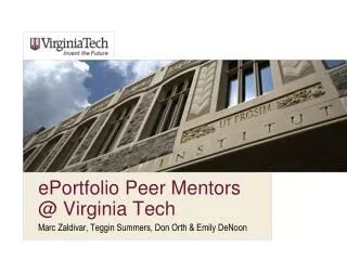 ePortfolio Peer Mentors @ Virginia Tech
