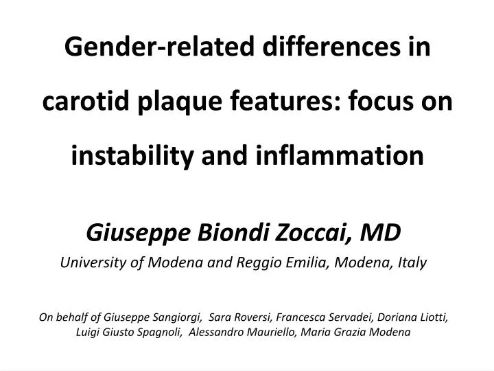 gender related differences in carotid plaque features focus on instability and inflammation