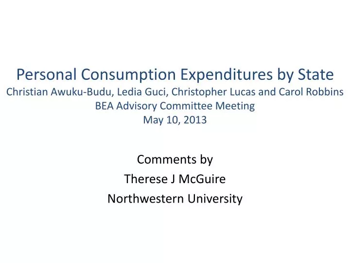 comments by therese j mcguire northwestern university