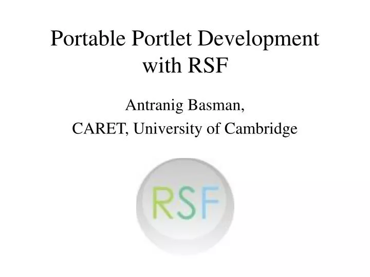 portable portlet development with rsf