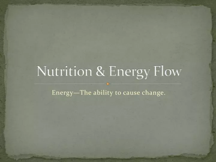 nutrition energy flow