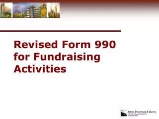 Revised Form 990 for Fundraising Activities