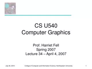 CS U540 Computer Graphics