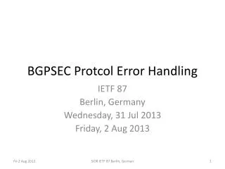BGPSEC Protcol Error Handling
