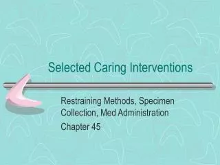 Selected Caring Interventions