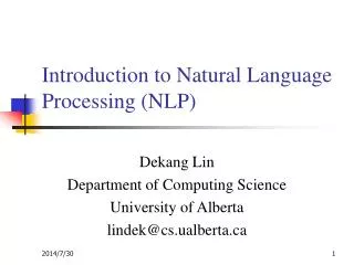 Introduction to Natural Language Processing (NLP)