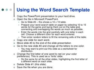 Using the Word Search Template