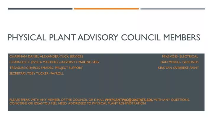 physical plant advisory council members