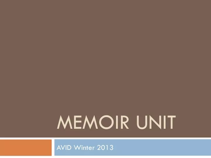 memoir unit